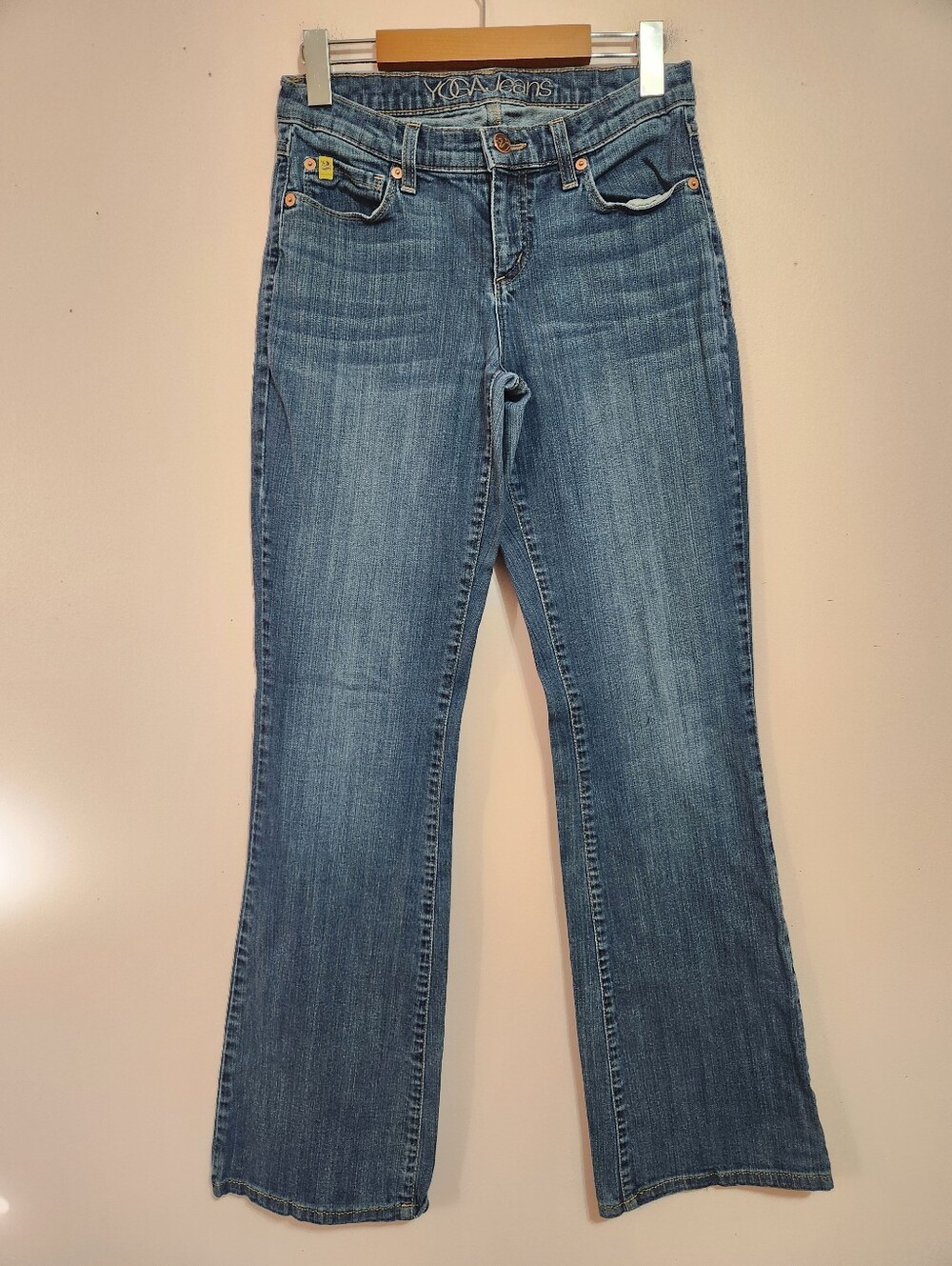 Yoga Jeans Size 28 Mid Rise Medium Wash Bootcut Stretch Denim Made In Canada Y2K